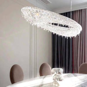 Superskylite Modern LED Pendant Chandelier Personalizable Big Round Silver para iluminación de hotel - Product Image 3