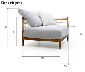 Fauteuil d'extérieur en bois massif de luxe léger avec cadre intérieur, siège tressé de loisirs, chaise de relaxation pour chambre, maison, villa - Product Image 6
