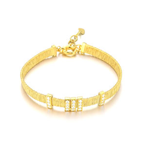 Pulsera de Plata de Ley 925 con Baño de Oro Amarillo de 18K y Circonita Móvil, Diseño Geométrico Cristiano de Moda, Regalos - Product Image 1