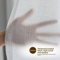 Rideau occultant blanc en tissu uni pour balcon, rideau en faux lin froissé pour baies vitrées