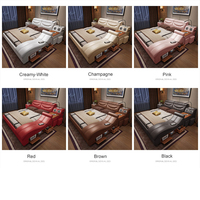 Lit tout-en-un à vendre, avec massage, cuir blanc, haut-parleur sans fil, taille Queen, ensemble de meubles de chambre à coucher taille king et queen