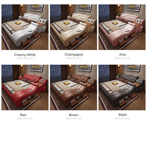 เตียงนอนออลอินวันพร้อมระบบนวด หนังสีขาว ลำโพงไร้สาย ขนาดควีนไซส์และคิงไซส์ ชุดเฟอร์นิเจอร์ห้องนอน ขายดี - Product Image 5