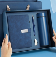Ensemble cadeau promotionnel d'affaires de luxe personnalisé 2025 avec boîte, comprenant un gobelet isotherme en métal et un carnet de notes pour cadres