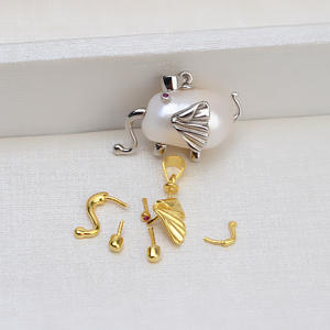 Collier en perles exotiques en forme d'éléphant fait à la main pour femmes, pendentif baroque en argent 925, composants de bijoux creux, bricolage - Product Image 1