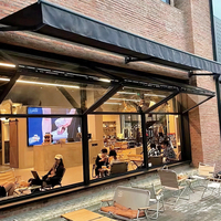 Fenêtres pliantes modernes en aluminium à double fond supérieur pour cuisine, hôtel, café, ouverture verticale, type rideau pour magasin extérieur