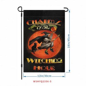 Bandera de Jardín de Doble Cara de 12 x 18 Pulgadas con Diseño de Halloween y Día de Muertos, con Asta, Venta al por Mayor - Product Image 1