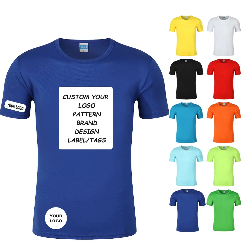 Wholesale Plain Quick Dry Blank Sports T-shirt 100% Polyester Short Sleeve Running T-shirt Custom Printed Polo Shirt