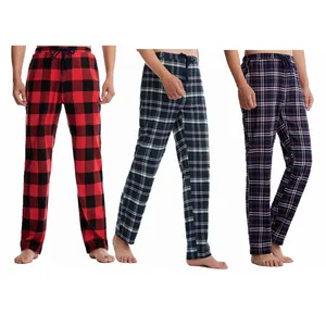 רך כותנה Pyjama טרקלין מכנסיים מזדמן גברים משובץ מכנסי פיג 'מה