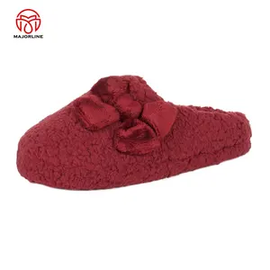 Customized Slippers Sherpa Fleece Winter Plush Furry Cross Band Open Toe Indoor Bedroom Home Warm Faux Fur Women Slippers