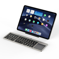 Keyboard Mouse Nirkabel Multi Perangkat Baru Dual-Mode BT + 2.4G Combo Touchpad Lipat Tipis Hitam Switch PC Tablet Laptop