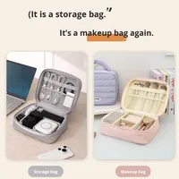 Sac de rangement portable à fermeture éclair, multifonctionnel, matelassé, grande capacité, imperméable, pour cosmétiques, à suspendre