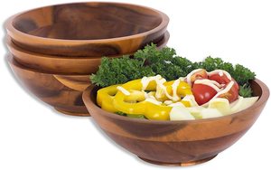 Ensemble de bols en bois bols de présentation en bois dur durables serveurs de salade fabriqués à la main à manger pièce de service en bois bol écologique - Product Image 3