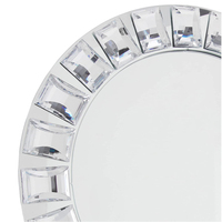 Plaques de chargeur miroir à jante en diamant, assiettes de chargeur, en verre perlé, décoratives, pour Table de mariage ronde, en argent, 13 pouces, 2 pièces