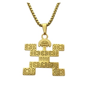 Yunnique – collier avec pendentif en forme de lettre en acier inoxydable, design géométrique doré, bijoux de fête à la mode, accessoire de chaîne Hip Hop pour hommes - Product Image 1