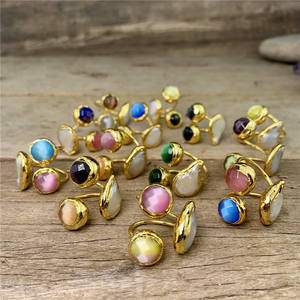 Maravilloso anillo de piedra natural en bruto, joyería de anillo de ojo de gato con piedra de nacimiento de cuarzo de cristal colorido para regalo - Product Image 4