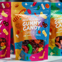 Nouveaux sacs personnalisés pour bonbons, sachets refermables de qualité alimentaire, pochettes en aluminium Mylar avec fenêtre