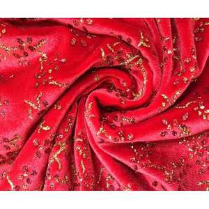 Nuevo diseño 95% Poliéster 5% Spandex Tela de terciopelo de Corea con brillo dorado para prendas de vestir - Product Image 1