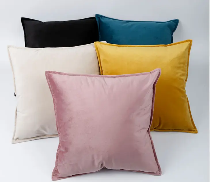 Popular Throw Pillow Custom Amazon popular home velvet binding pillow cover pressure line 1cm pillow sofa cushion cover