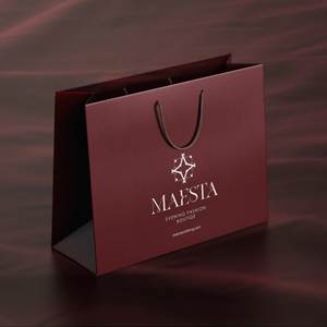 Bolsa de Regalo de Papel Rojo Borgoña con Logotipo Personalizado, Asa de Cuerda Trenzada, Bolsas de Compras Resistentes de Cartón para Negocios - Product Image 2