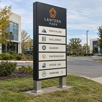 Panneau de signalisation personnalisé, Totem lumineux, Boîte à lumière en acier inoxydable et acrylique pour Publicité Parking, Métro, Hôpital