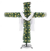 Sapin de Noël artificiel pliable de 1,5 m pré-éclairé avec 100 lumières LED blanc chaud, utilisation intérieure, portable, haute qualité