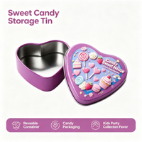 Boîte en métal en forme de cœur pour bonbons, motif gaufré 3D, conteneur de rangement en métal pour cadeaux de fête d'enfants, emballage de chocolat