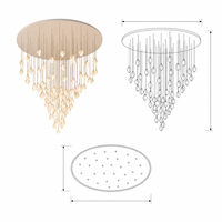 Lustre en céramique personnalisé en forme de bourgeon de tulipe, base ronde blanche, cascade de lumières suspendues, LED, angle de faisceau de 360°, pour salon, plafond haut