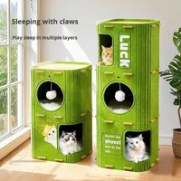 Arbre à chat multi-niveaux en feutre avec structure d'escalade, toutes saisons, chaud, respirant, résistant à l'usure, avec trous pré-percés