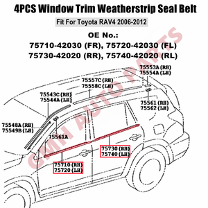 Tira de sellado de goma para ventana de coche, moldura de burlete para ventana de puerta lateral para <span class=keywords><strong>Toyota</strong></span> <span class=keywords><strong>RAV4</strong></span> 2006-2012, versión corta solamente - Product Image 2