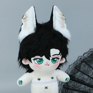 <span class=keywords><strong>Coiffe</strong></span> unisexe en peluche faite à la main, motif dessin animé, avec oreilles de bête simulées et queue d'animal, accessoires de costume Anubis pour poupée - Product Image 1