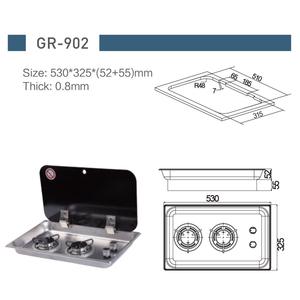 Estufa de Gas de Doble Quemador para Autocaravanas y Yates 530*325*(52+55) mm Hecha de Vidrio Templado y Acero Inoxidable Accesorio para Estufa de Camping - Product Image 3