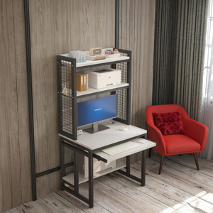 <span class=keywords><strong>Petit</strong></span> bureau d'<span class=keywords><strong>ordinateur</strong></span> moderne en bois massif avec étagère intégrée <span class=keywords><strong>et</strong></span> support d'<span class=keywords><strong>imprimante</strong></span> à hauteur réglable en forme de L <span class=keywords><strong>pour</strong></span> la chambre à coucher - Product Image 6