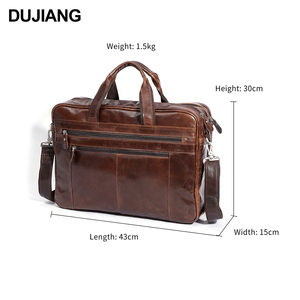 DUJIANG Fashion Vintage Business Shoulder Bag Retro Crossbody Cowhide Genuine Leather Custom <strong>Briefcase</strong> for Men - Product Image 4