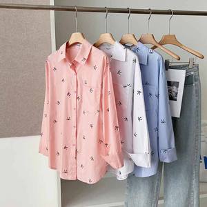 Nuevo Diseño 2024 Blusas Mexicanas Bordadas de Algodón Blanco Cómodas y Casuales para Dama <span class=keywords><strong>con</strong></span> Lazo Estampado - Product Image 2