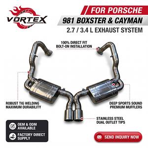 Sistema de Escape Catback con Válvulas de Titanio Vortex Precision para Porsche Boxster Cayman 981 2.7 3.4 con Doble Salida Cromada Central - Product Image 1