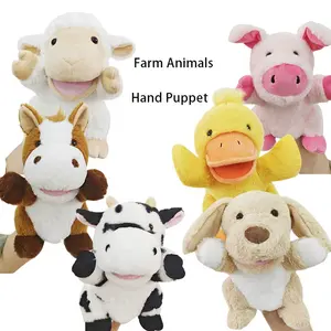 고품질 동물 손 인형 봉제 장난감 입을 열 수 있습니다 어린이 조기 교육 농장 동물 봉제 인형 어린이를위한