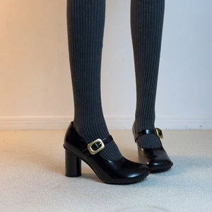 2026 French Style <b>Round</b> <b>Toe</b> Patent Leather Luxury High <b>Heels</b> for Women One Strap Elegant Slimming Fashion Pumps - Product Image 3