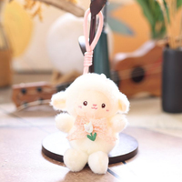 Porte-clés en peluche super douce en coton PP, motif mouton blanc personnalisé avec nœud papillon en dentelle et pendentif tulipe, 15 cm, prix de gros en vrac