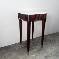Table basse en bois massif de qualité supérieure, plateau en marbre, base rainurée, design moderne et luxueux, meuble multifonctionnel pour la maison, appartement, salon