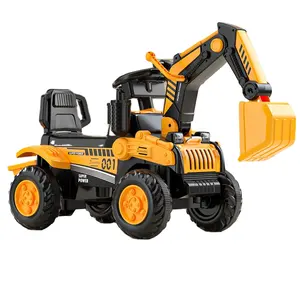 Children's electric excavator engineering vehicle boy and girl baby can sit on human remote control spray push toy car