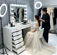 Table de maquillage de style nordique pour usage domestique, table de maquillage tout-en-un de grande capacité avec plusieurs tiroirs, table de maquillage de qualité commerciale