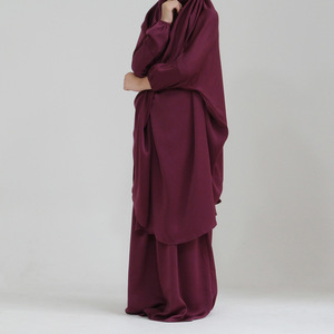 L-210 Abiti Modesti per Ragazze Arabe, Colori Uniti, Abaya per Ramadan ed Eid, Top e Vestiti con Hijab Nero, Abito per Ragazze Musulmane - Product Image 3
