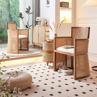 Fauteuil simple en bois massif de style nordique avec accoudoirs, mobilier doux pour salon, chaise longue moderne en rotin pour la maison, idéal pour la détente