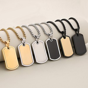 Collar de Barra Personalizado al por Mayor, Chapado en Oro, Grabado, DIY, <span class=keywords><strong>para</strong></span> Hombre, de Acero Inoxidable, con Colgante Geométrico Tipo Placa de Identificación - Product Image 2