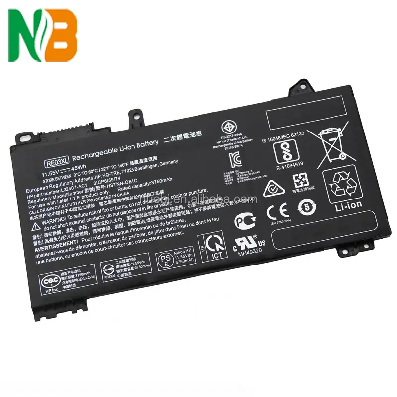Nuobi Factory RE03XL Notebook Battery 45wh RE03XL Laptop Battery ForHpzhan66 Pro 13 G2 ProBook 440 G6 series