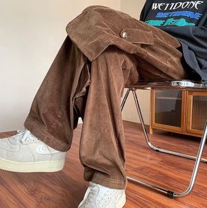 Pantaloni Casual da lavoro a gamba larga per uomo In primavera autunno pantaloni corti con <span class=keywords><strong>Leggings</strong></span> a gamba dritta allentati di marca alla moda retrò giapponese - Product Image 3