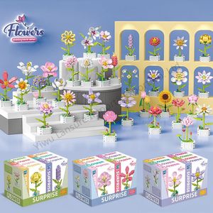 LS hot compatible <span class=keywords><strong>le</strong></span> go Blocs de construction pour enfants Fleurs en pot DIY arrangement de fleurs à petits grains Fleurs séchées Décoration intérieure - Product Image 3