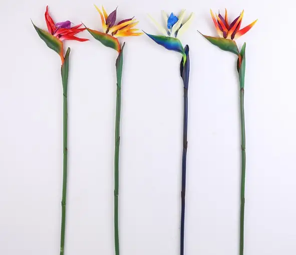 Wholesale high quality colorful PU real touch artificial flower bird of paradise flowers