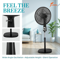Ventilateur sur pied de haute qualité 18 pouces, 3 vitesses, commande mécanique, corps noir, bouton orange, ventilateur électrique pour les acheteurs en gros en Afrique