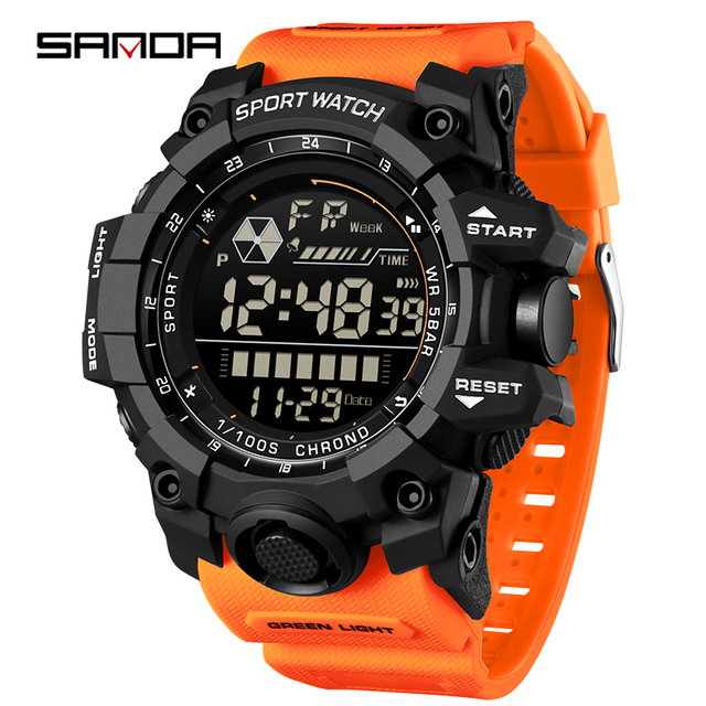 SANDA 6229 Men Outdoor Sports Watch Waterproof LED Analog Digital Show Multifunction Big Dial Electronic Wristwatch G Style